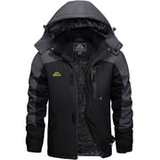 Men's Winter Waterproof Ski Jackets with Hooded Windproof Fleece Warm Snow Coat with Multi-Pockets For Hiking and Snowbo