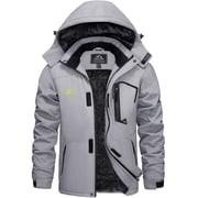 Men's Winter Waterproof Ski Jackets with Hooded Windproof Fleece Warm Snow Coat with Multi-Pockets For Hiking and Snowbo
