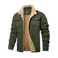 thumbnail image 1 of TACVASEN Men's Winter Sherpa Lined Jacket Warm Trucker Coat Multi Pocket Army Green L, 1 of 5