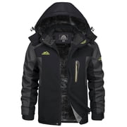 TACVASEN Mens Winter Ski Jackets Heveyweight Waterproof Fleece Mountain Jacket Windproof Warm Coat with Hooded Snowboard Insulated Jacket Parka Raincoat with Multi-Pockets for Hiking Walking Skiing
