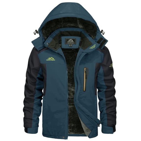 TACVASEN Men's Winter Ski Jackets Heveyweight Waterproof Fleece Mountain Jacket Windproof Warm Coat with Hooded Snowboard Insulated Jacket Parka Raincoat with Multi-Pockets for Hiking Walking Skiing