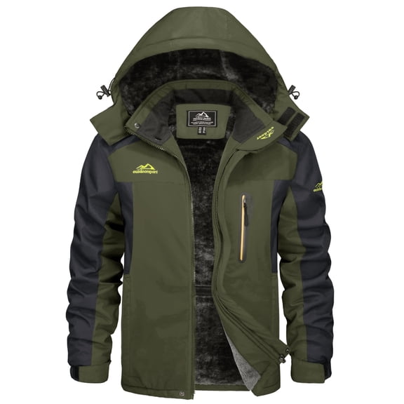 TACVASEN Men's Winter Ski Jackets Heveyweight Waterproof Fleece Mountain Jacket Windproof Warm Coat with Hooded Snowboard Insulated Jacket Parka Raincoat with Multi-Pockets for Hiking Walking Skiing