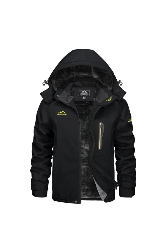 Men's Winter Ski Jackets Heveyweight Waterproof Fleece Mountain Jacket Windproof Warm Coat with Hooded Snowboard Insulated Jacket Parka Raincoat with Multi-Pockets for Hiking Walking Skiing
