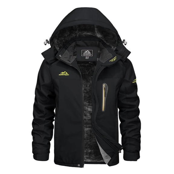 TACVASEN Men's Winter Ski Jackets Heveyweight Waterproof Fleece Mountain Jacket Windproof Warm Coat with Hooded Snowboard Insulated Jacket Parka Raincoat with Multi-Pockets for Hiking Walking Skiing