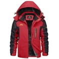 thumbnail image 1 of TACVASEN Men's Winter Ski Snow Jackets Heavyweight Waterproof Warm Fleece Hiking Coat with Hood Multi-Pockets Red XL, 1 of 7