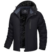 TACVASEN Mens Winter Ski Snow Outdoor Jacket Waterproof Thick Warm Fleece Lined Coats Black M
