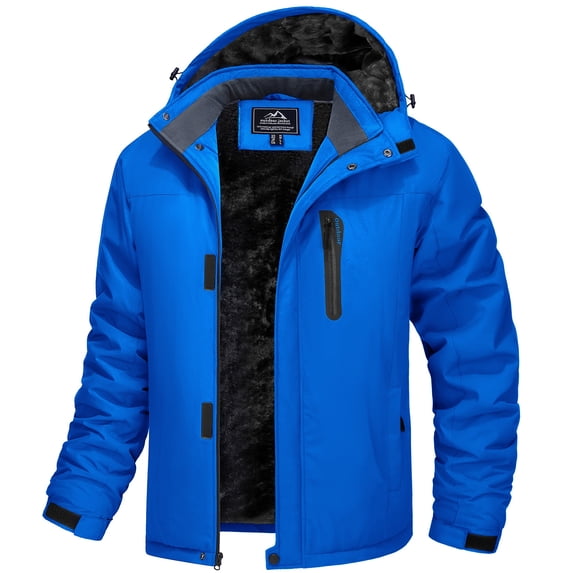 TACVASEN Men's Winter Ski Snow Outdoor Jacket Waterproof Thick Warm Fleece Lined Coats Bright Blue M