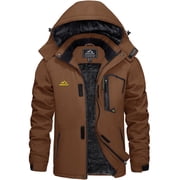 Men's Winter Waterproof Ski Jackets with Hooded Windproof Fleece Warm Snow Coat with Multi-Pockets For Hiking and Snowbo