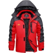 Men's Winter Waterproof Ski Jackets with Hooded Windproof Fleece Warm Snow Coat with Multi-Pockets For Hiking and Snowbo