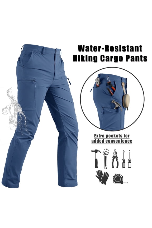 Men's Tactical Cargo Pants Quick Dry Water Resistant Lightweight Stretch 6 Pockets Outdoor Hiking Pants,Blue Gray,36