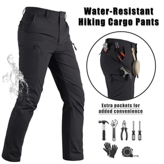 TACVASEN Men's Cargo Pants Quick Dry Water Resistant Lightweight Stretch 6 Pockets Outdoor Hiking Pants,Black,38