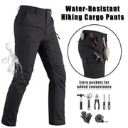 TACVASEN Mens Cargo Pants Quick Dry Water Resistant Lightweight Stretch 6 Pockets Outdoor Hiking Pants,Black,38