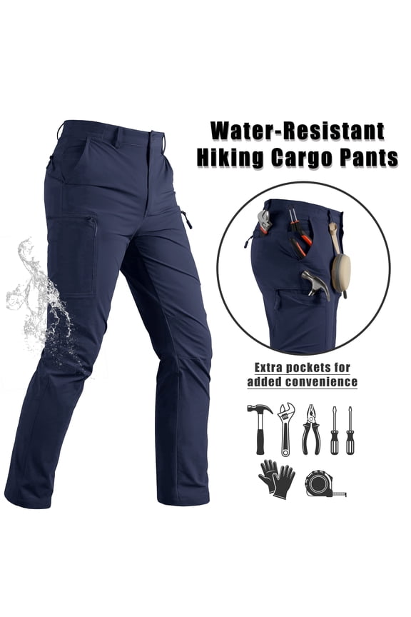 Men's Tactical Cargo Pants Quick Dry Water Resistant Lightweight Stretch 6 Pockets Outdoor Hiking Pants,Navy,32