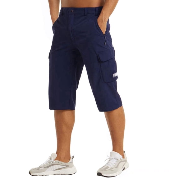 TACVASEN Mens Cargo Shorts Workout Waterproof Zipper Pocket Hiking Quick Dry Short Navy US 38