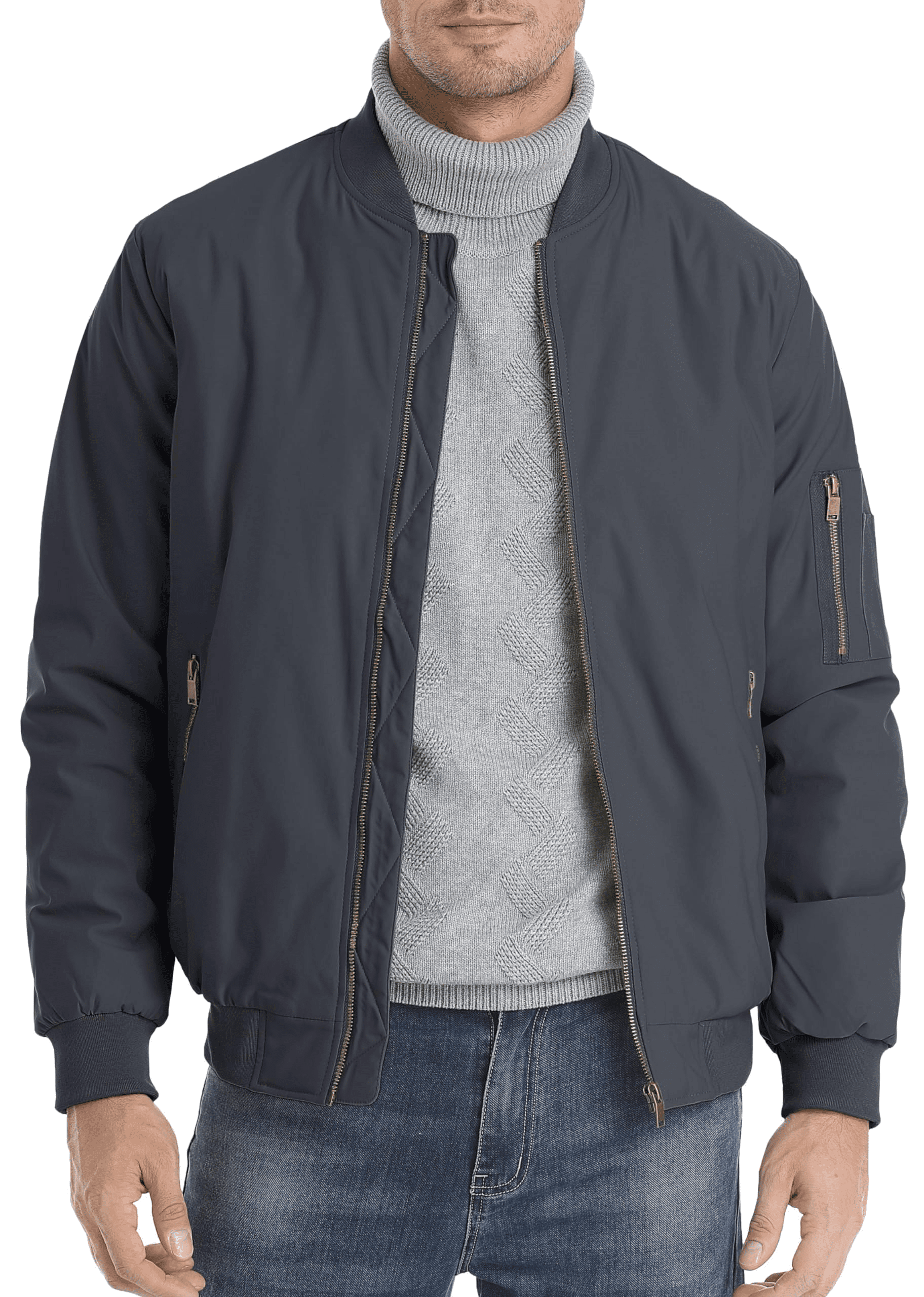 TACVASEN Mens Jackets Lightweight Bomber Fashional Casual Coats Dark ...