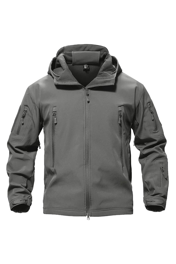 Mens Lightweight Winter Jacket Fleece Lined Outdoor Hoodie Gray M