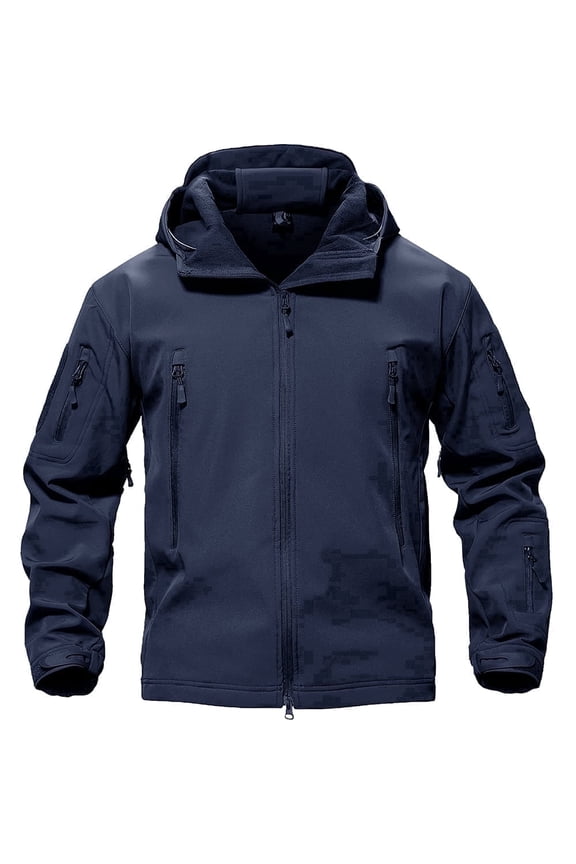 Mens Multi-Pocket Hunting Outwear Casual Winter Jacket Coat Navy 2XL
