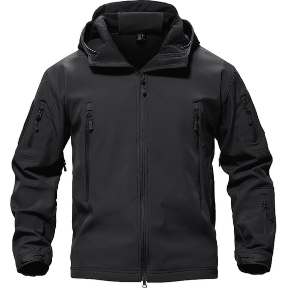 TACVASEN Mens Outdoor Soft Shell Hoodie Winter Fleece Jacket Coat Black XL