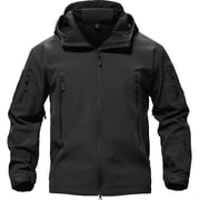 Mens Outdoor Soft Shell Hoodie Winter Fleece Jacket Coat Black XL