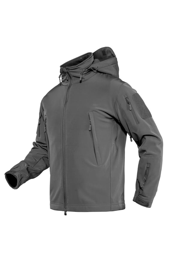 Mens Outdoor Special Ops Jacket Fleece Camping Coat Gray 2XL