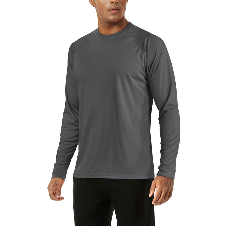 TACVASEN Mens Outdoor Sun Protection Shirt UPF 50+ Running Shirt Dark Gray L