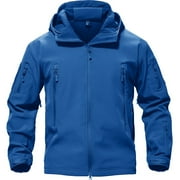TACVASEN Mens Quick Dry Jacket Warm Winter Hoodie Soft Shell Velcro Cuffs Coat Blue S
