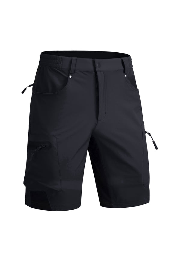 Mens Quick Dry Water Resistant Outdoor Golf Hiking Shorts Lightweight Breathable Strech Ripstop Cargo Work Shorts with Multi-Pockets, Black, 34