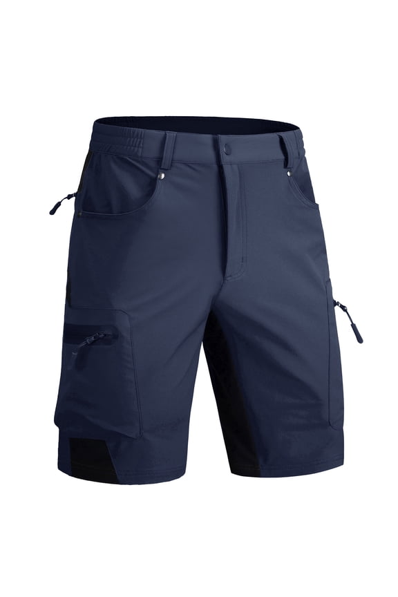 Mens Quick Dry Water Resistant Outdoor Golf Hiking Shorts Lightweight Breathable Strech Ripstop Cargo Work Shorts with Multi-Pockets, Navy, 34