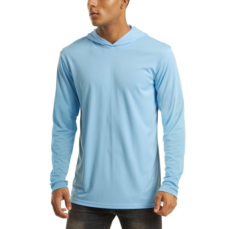 TACVASEN Mens Running Shirt with Thumb Hole Sun Protection Sweatshirt Blue XL