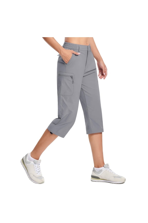 Women's Cargo Capris Hiking Pants Lightweight Quick-Dry Nylon-Spandex Outdoor Travel Golf Casual