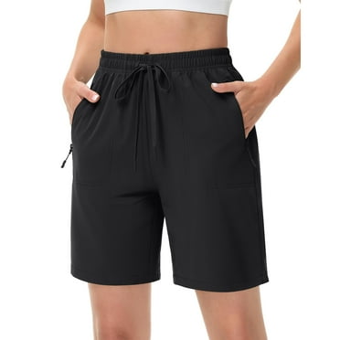 TACVASEN Women's Hiking Shorts Quick Dry Lightweight Water Resistant Athletic Shorts with 3 Zipper Pockets Drawstring Waistband
