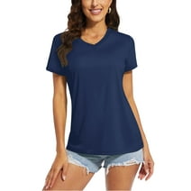 TACVASEN Women's Short Sleeve Lightweight UPF50+ Sun Protection Athletic Shirts Navy XL