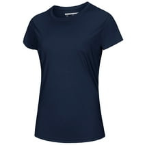 TACVASEN Women's Sun Protection Short Sleeve T-Shirt UPF50+ Quick Dry Performance Athletic Workout Shirt Navy 2XL