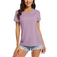 thumbnail image 1 of TACVASEN Women's T-Shirts UPF 50+ Sun Protection Short Sleeve Yoga V-Neck Shirts Gray Purple S, 1 of 7