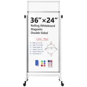 Tacwily Height Adjustable Double-Sided Rolling Whiteboard 48x24 inch, 1 Pack