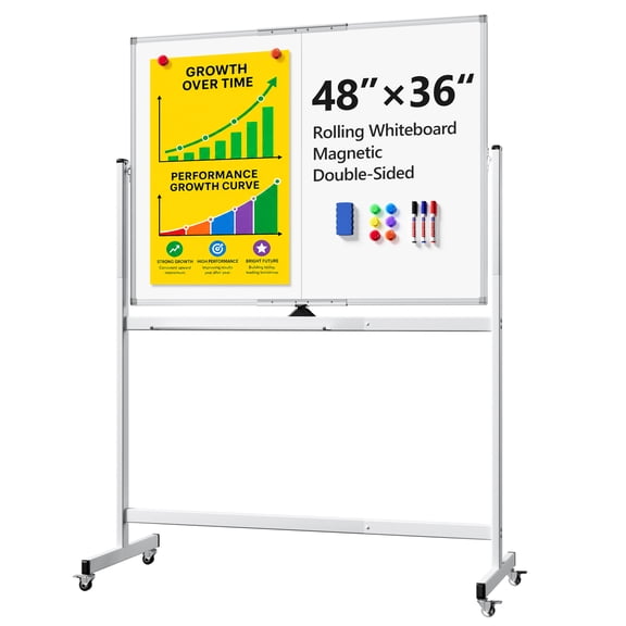 Tacwily 48x36 inch Rolling Whiteboard on Wheels, Magnetic Dry Erase Board with Stand, 4' x 3' Easel