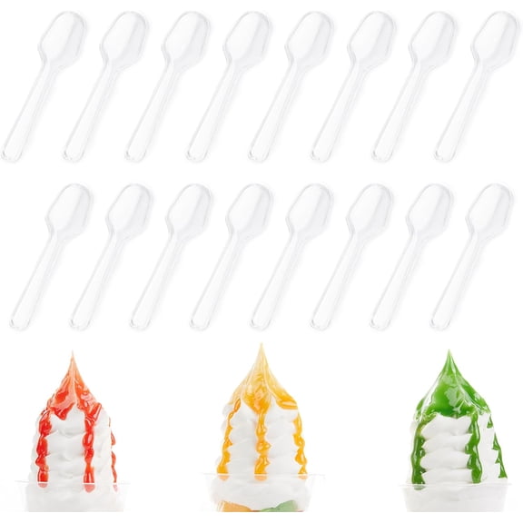 TACYKIBD 1000PCS Mini Spoons for Desserts, Clear Plastic Small Dessert Spoons, Disposable Tasting Sample Spoon for Jelly Pudding Yogurt Ice Cream Cake Appetizer (30.8inch)