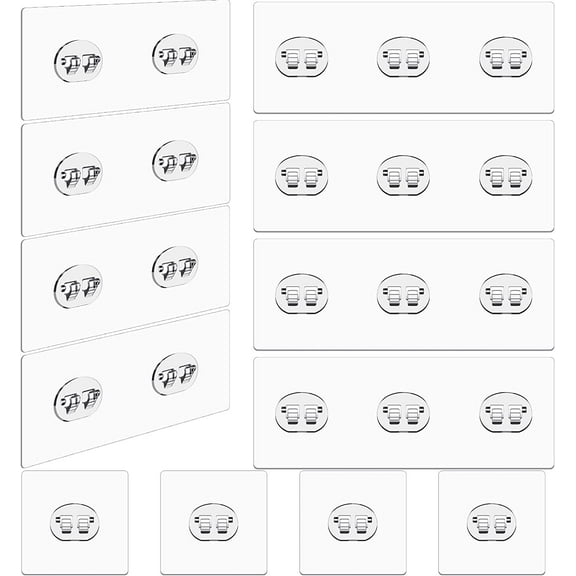 TACYKIBD 12 Pack Adhesive Hooks Sticker Strong Adhesive Wall Hooks Waterproof Adhesive Hooks for Shower Caddy Adhesive Replacement Clear Strong Sticker Hooks No Drilling Sticky Hanging Hooks