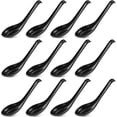 thumbnail image 1 of TACYKIBD 12 Pieces Asian Soup Spoons Melamine Rice Spoons Noodle Soup Spoons Chinese Won Ton Soup Spoon Japanese Soup Spoon for Home and Kitchen(Black), 1 of 7