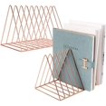 thumbnail image 1 of TACYKIBD 2 Pcs Magazine Holder,Newspapers Holder,Letters Storage,Desktop File Sorter Organizer Triangle Bookshelf Decor Home Office,Rose Gold, 1 of 11