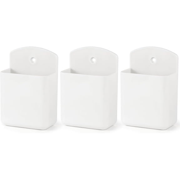 ‎TACYKIBD 3-Pcs Wall Mount Remote Control Holder TV Controller Holder Self-Adhesive Marker Holder Pen Holder Container for Home Office School (White)
