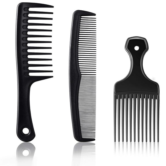 TACYKIBD 3 Pieces Wide-Tooth Comb Detangling Shower Comb Set, Wide-Tooth Comb, All Purpose Comb, Anti-Static Comb Afro Hair Carbon Fiber Pick Barber Brush Tool for Beard Long Thick Curly Afro Hair
