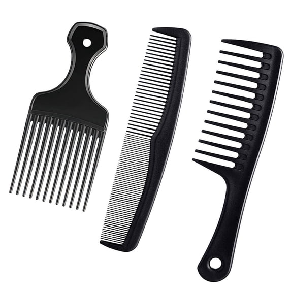 TACYKIBD 3 Pieces Wide-Tooth Comb Detangling Shower Comb Set, Wide-Tooth Comb, All Purpose Comb, Anti-Static Comb Afro Hair Carbon Fiber Pick Barber Brush Tool for Beard Long Thick Curly Afro Hair