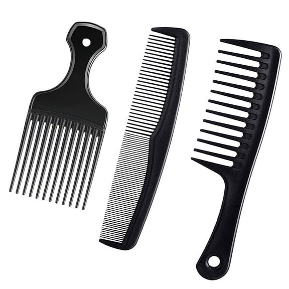 TACYKIBD 3 Pieces Wide-Tooth Comb Detangling Shower Comb Set, Wide-Tooth Comb, All Purpose Comb, Anti-Static Comb Afro Hair Carbon Fiber Pick Barber Brush Tool for Beard Long Thick Curly Afro Hair