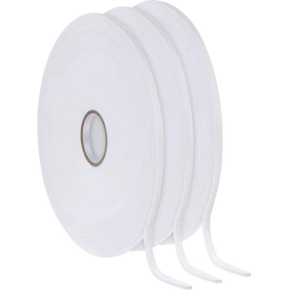 TACYKIBD 3 Rolls Foam Mounting Tape White PE Double Sided Foam Tape Foam Adhesive Tape (1/4 Inch Wide by 32.8 Feet Long Each Roll)