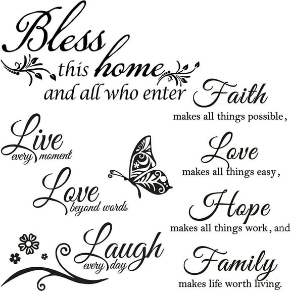 ‎TACYKIBD 3 Sheets Vinyl Wall Quote Stickers Love Family Inspirational Wall Stickers Motivational Wall Decals Bible Verse Inspirational Sayings for Home Wall Decorations (Classical Style)