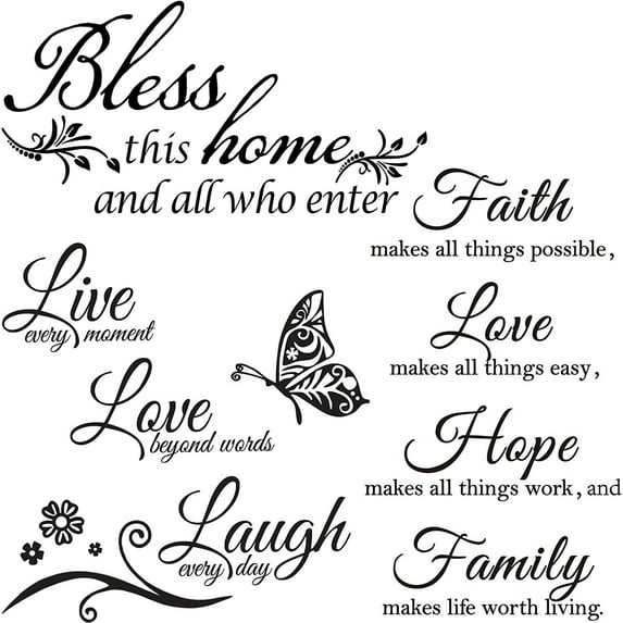 TACYKIBD 3 Sheets Vinyl Wall Quote Stickers Love Family Inspirational Wall Stickers Motivational Wall Decals Bible Verse Inspirational Sayings for Home Wall Decorations (Classical Style)
