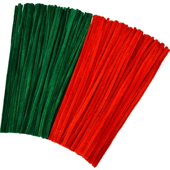 TACYKIBD 300 Pieces Pipe Cleaners Chenille Stems for Christmas DIY Art Craft Supplies Decorations, 12 Inches by 6 mm, Red and Green