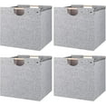 thumbnail image 1 of TACYKIBD 33x33x33 cm Collapsible Storage Cubes, Fabric Bins with Wooden Handles for Kallax Shelves, Closet, Cabinet, Bookcase, Home Organizer Boxes for Decor and Laundry, 1 of 14