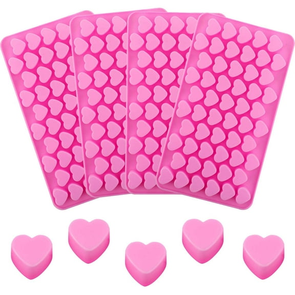 TACYKIBD 4 Pack Heart Molds Silicone Heart Shaped Chocolate Molds Heart Silicone Molds Cute Candy Molds Baking Jelly Mold for Baking Wedding Party Cake Decoration